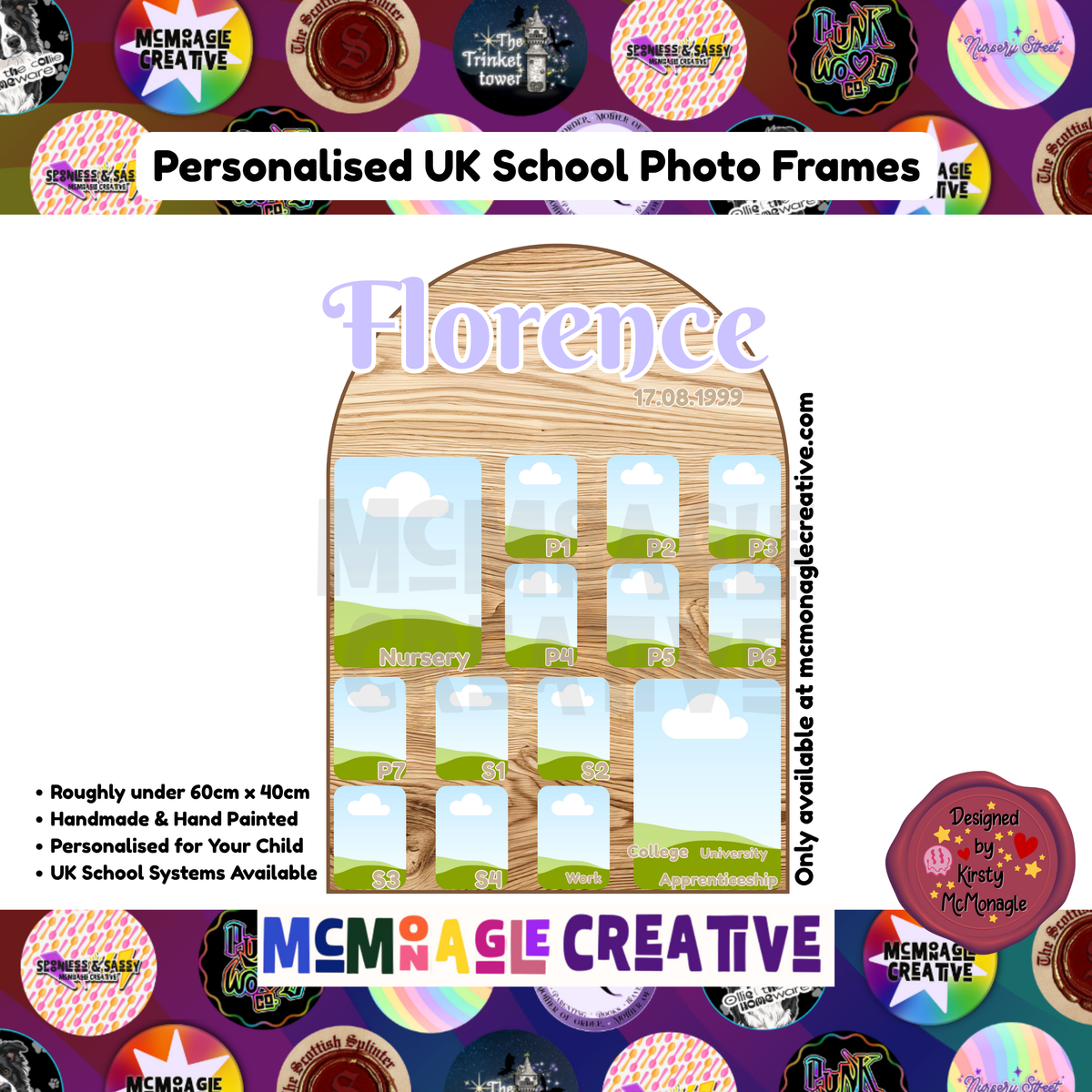 Personalised Vertical England School Photo Frame | First to Last Day | Reception to Year 13