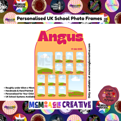 Personalised Vertical England School Photo Frame | First to Last Day | Reception to Year 13