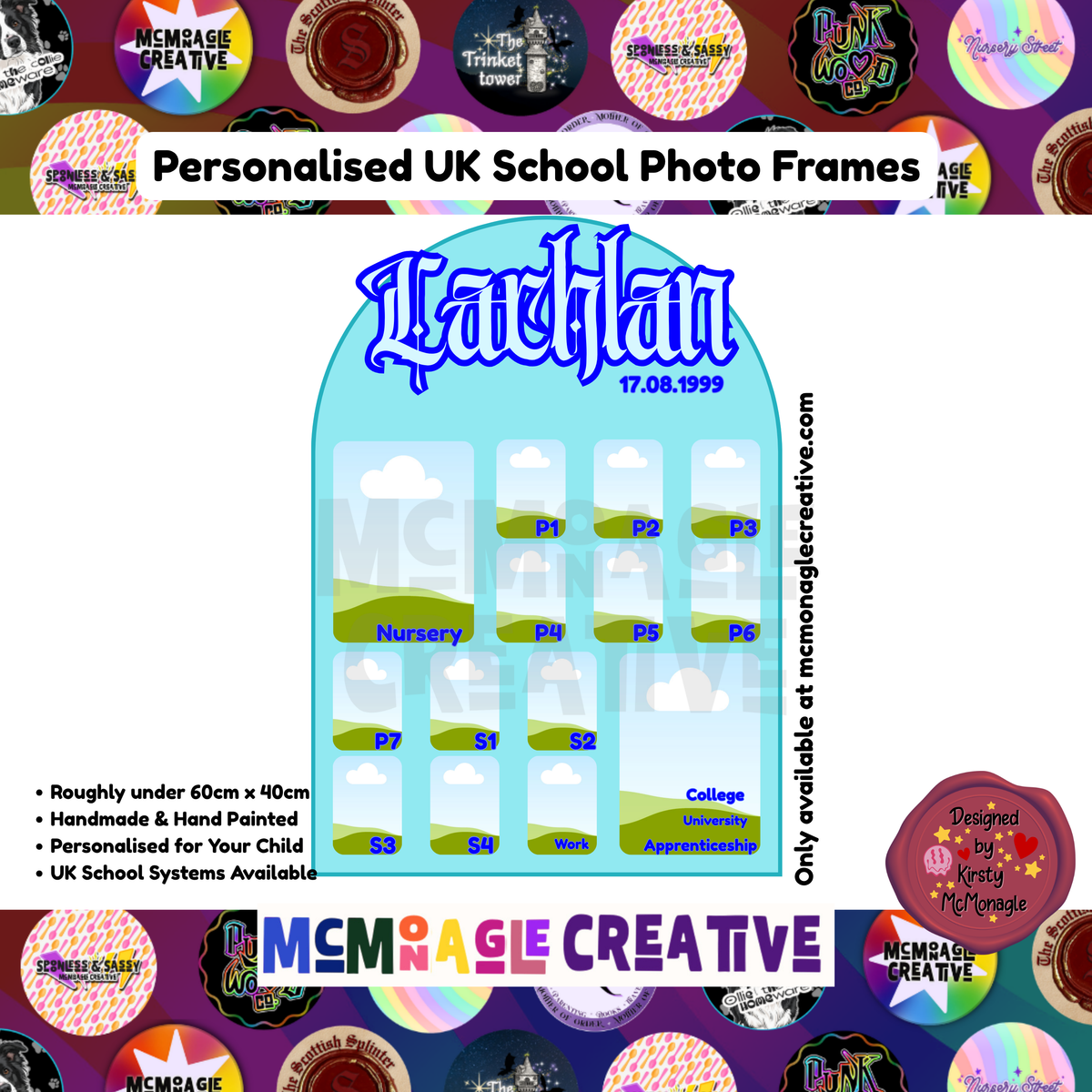 Personalised Vertical England School Photo Frame | First to Last Day | Reception to Year 13