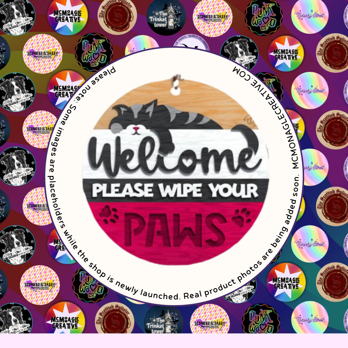 Please Wipe Your Paws cat welcome sign – layered wooden handmade design