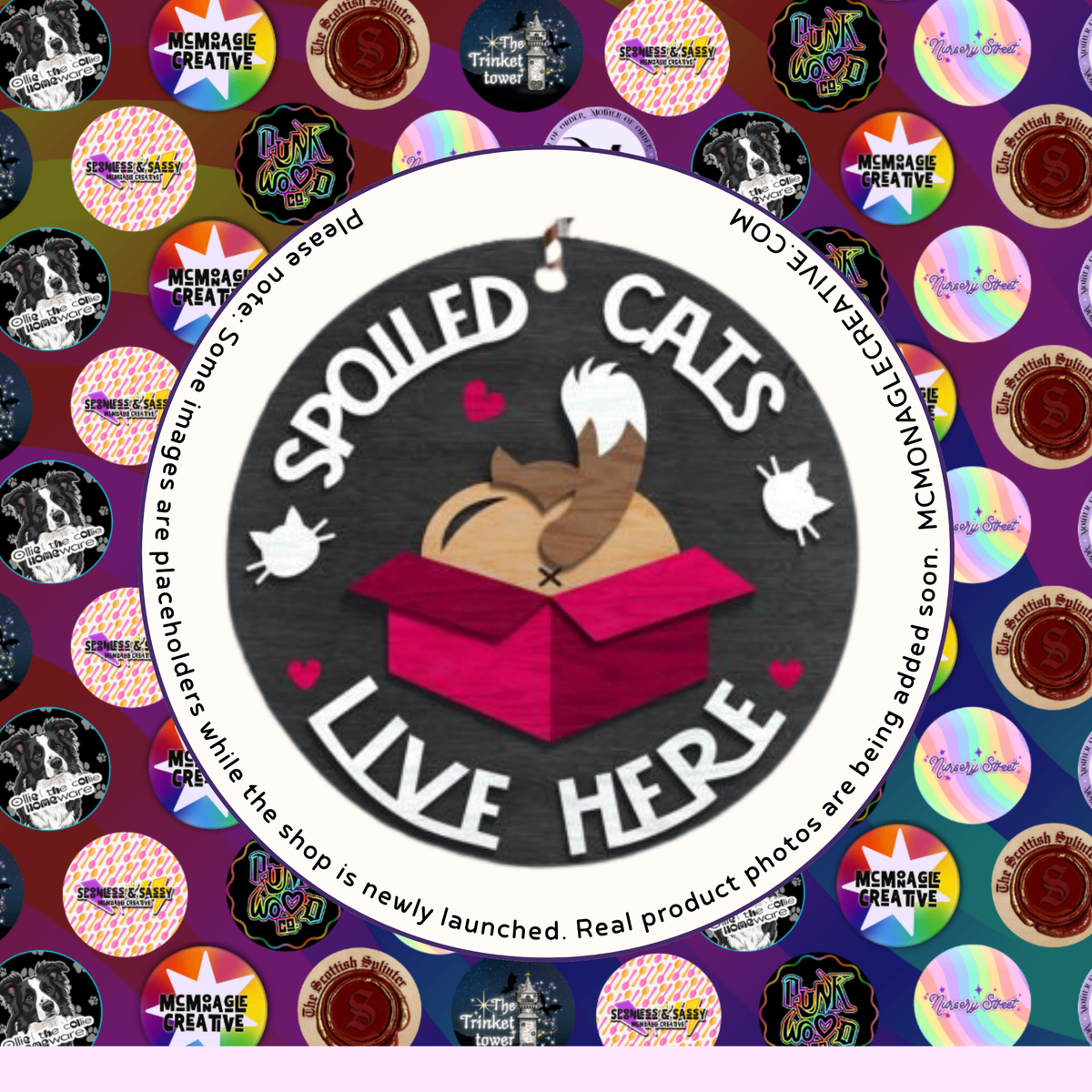 Spoiled Cats Live Here – layered wooden handmade cat sign