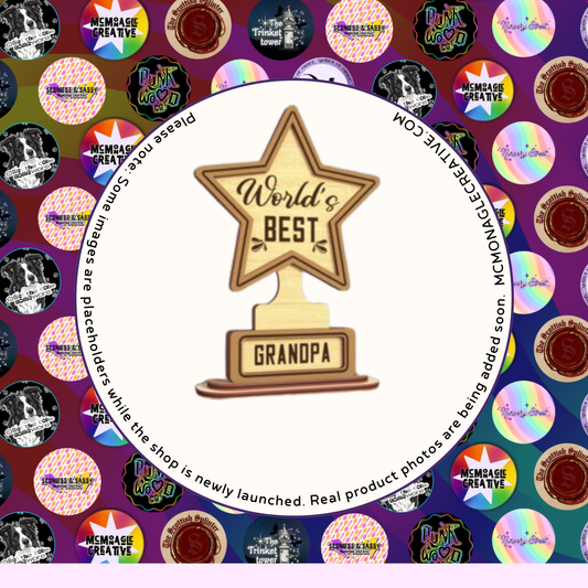 World's Best Grandpa Trophy Wooden DIY Craft Kit